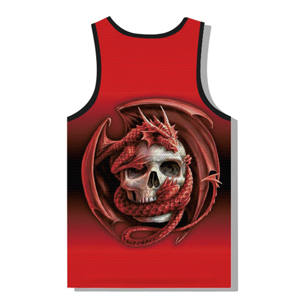 Men's 3D Skull Printed Muscle Sleeveless Vest Tops Blouse - jalalshop