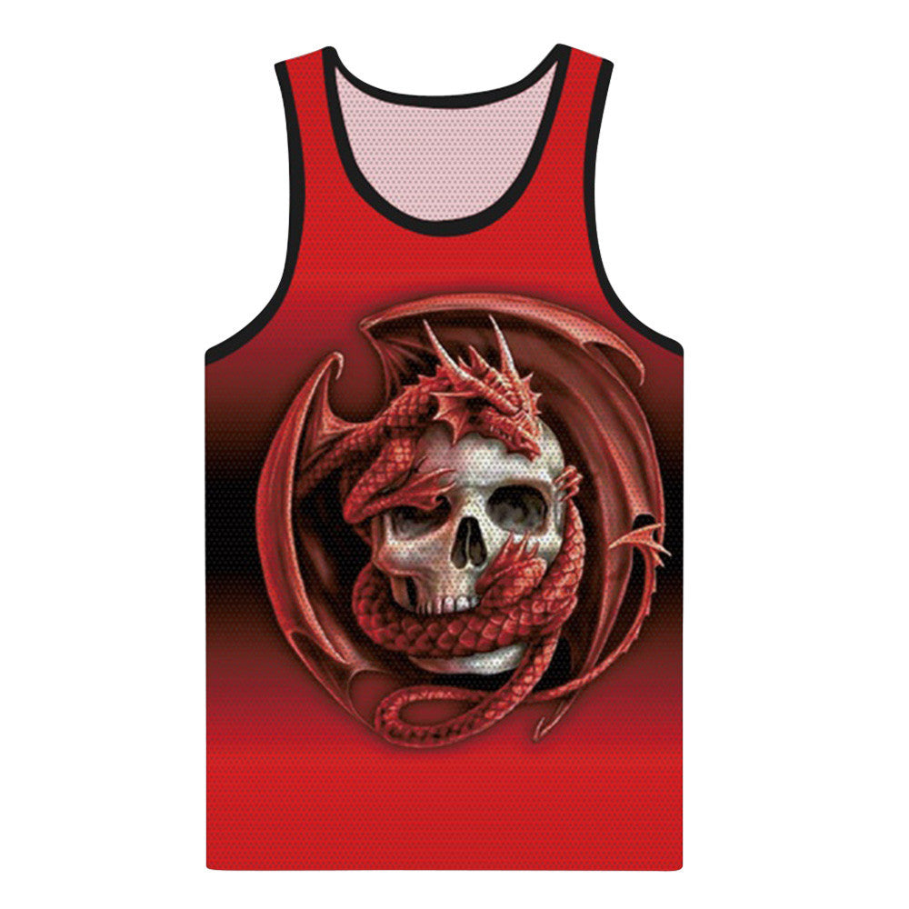 Men's 3D Skull Printed Muscle Sleeveless Vest Tops Blouse - jalalshop